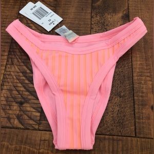 NWT L*Space Two Tone Foley Bikini Bottom Bitsy Cut in Coral Pink
